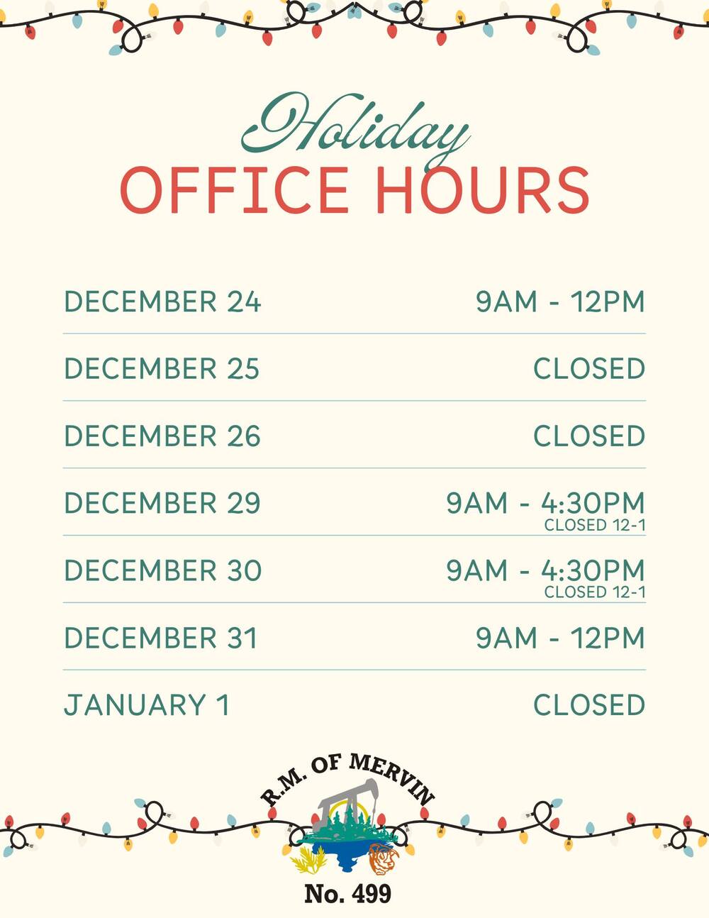 RM Holiday Hours